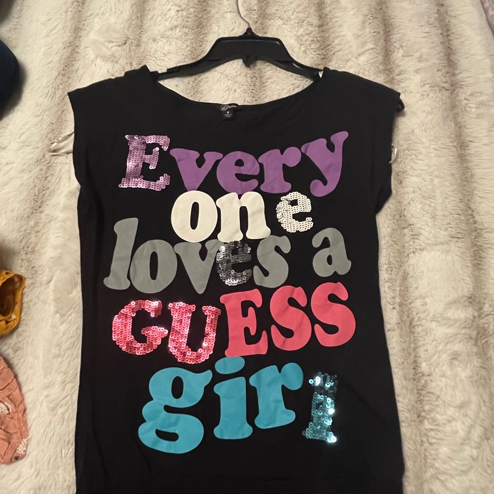 Guess Black Tee with Sequin